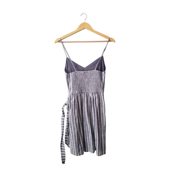 Abercrombie & Fitch 100% Cotton Striped Wrap Front Mini Dress Gray Size Small - Picture 4 of 8